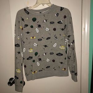Comic-Space-Random Printed Grey Sweatshirt
